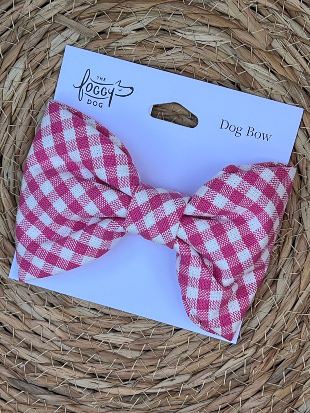 The Foggy Dog Pink Gingham Bow Large NWT